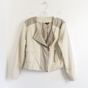 Apt. 9 women’s jacket beige grey zippers cotton biker light fall sprint trendy L
